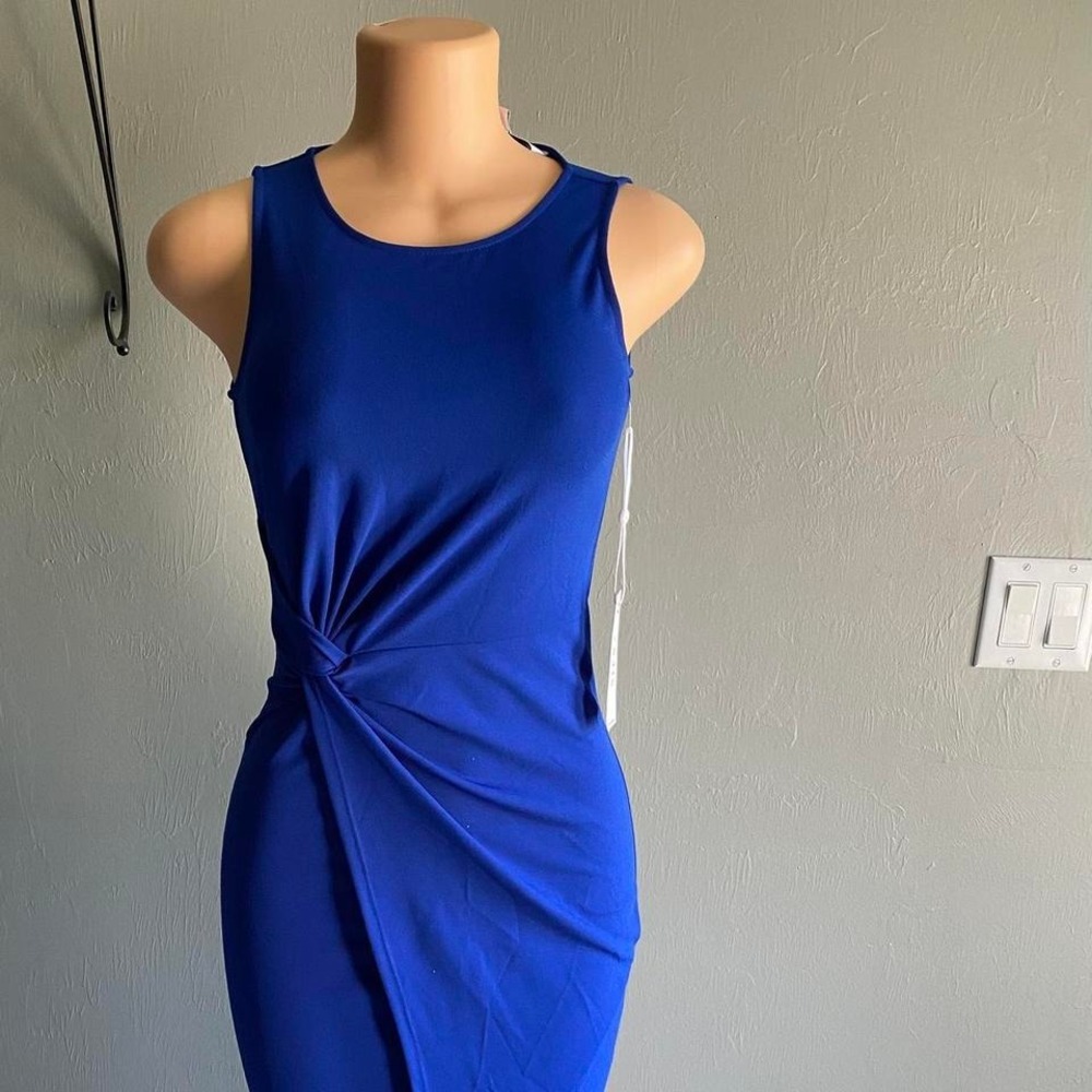 Siena Blue bodycon‎ dress with twist detail